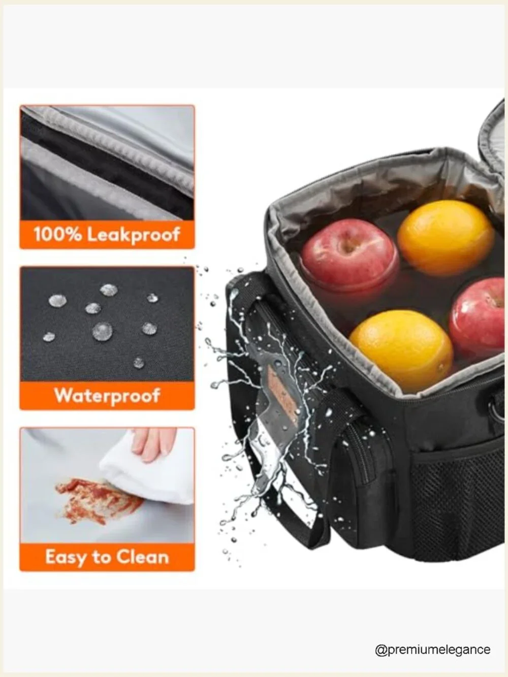 Insulated Lunch Bag 9L Soft Cooler Tote for Work Picnic